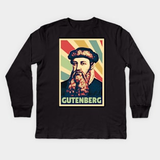 Johannes Gutenberg Vintage Colors Kids Long Sleeve T-Shirt